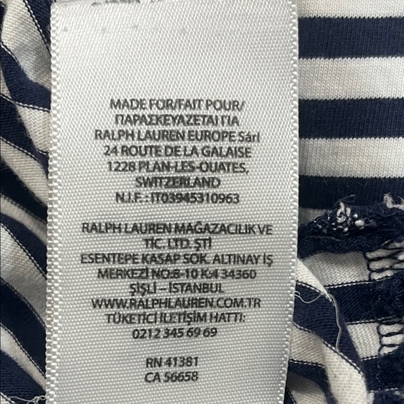 Preowned Ralph Lauren Custom Slim Fit TShirt Size Medium  Blue Striped Logo Polo - Picture 8 of 11